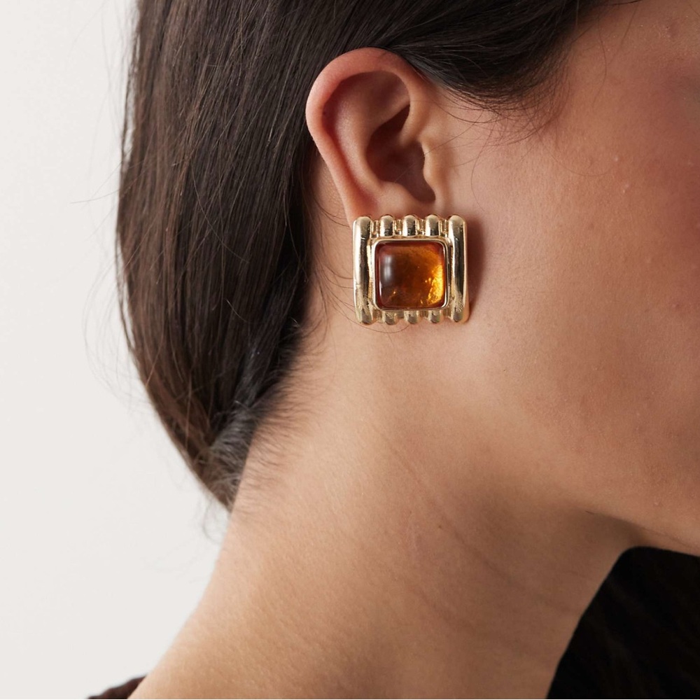 Chunky Amber Earrings